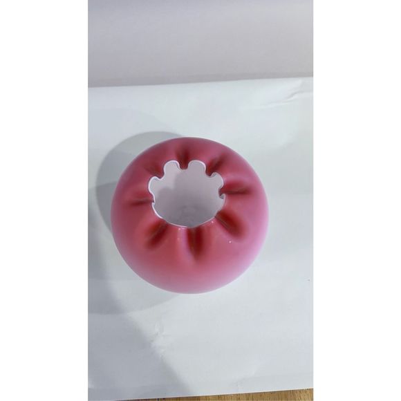 FENTON VINTAGE OMBRE PINK SATIN CRIMPED ROSE BOWL - Picture 4 of 9